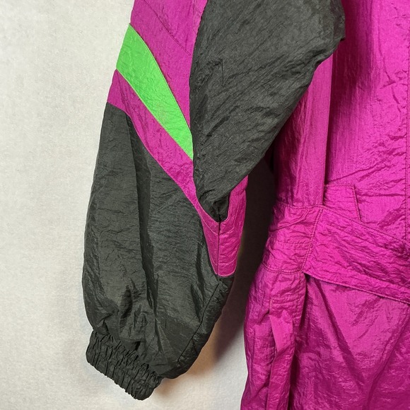 1980s Ski Suit OnePiece Belted Snowsuit Womens Medium Cornice Snow Bib Vtg Retro - Picture 8 of 16